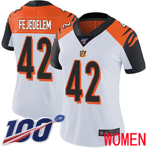 Cincinnati Bengals Limited White Women Clayton Fejedelem Road Jersey NFL Footballl #42 100th Season Vapor Untouchable